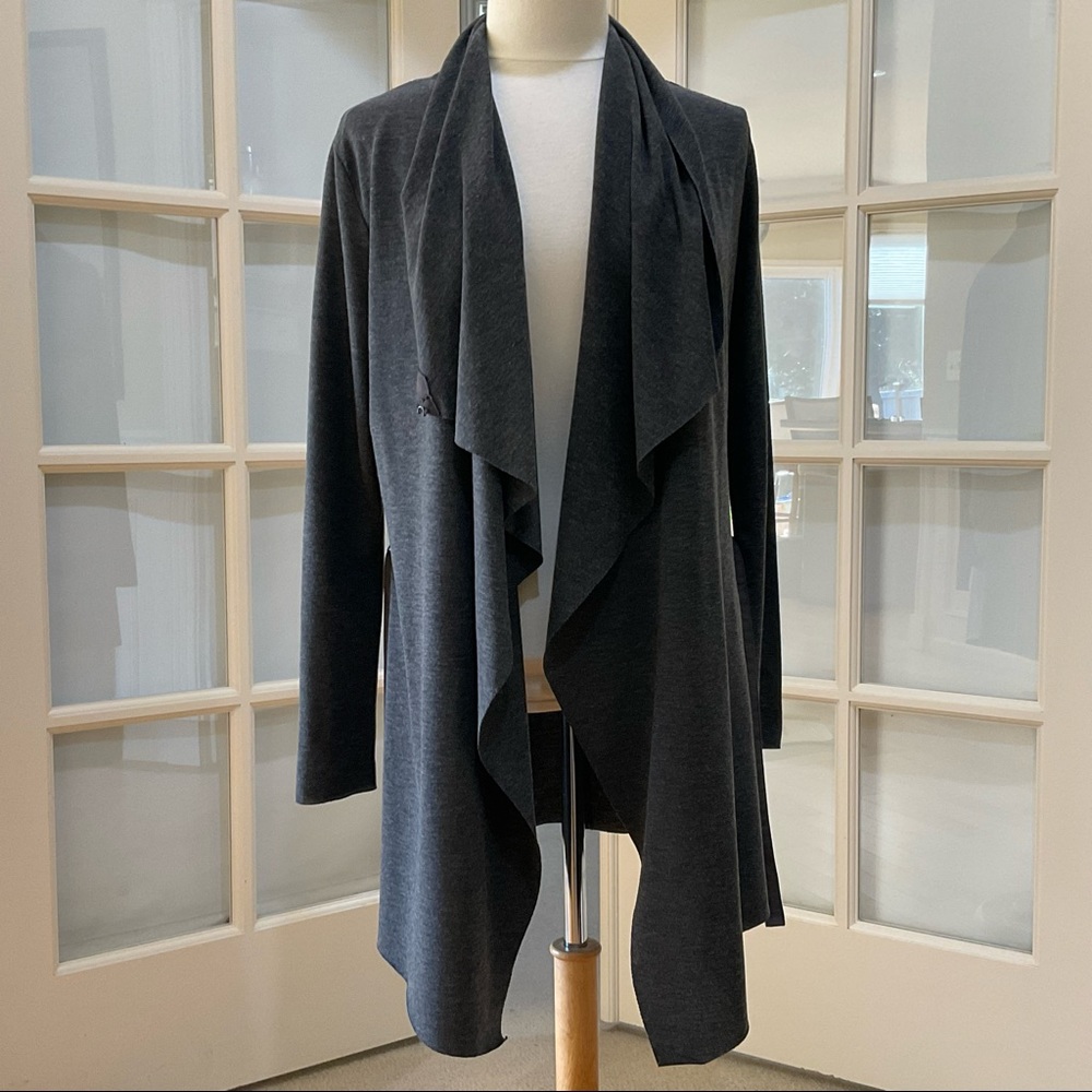 Johnston & Murphy Open Front Waterfall Cardigan Sweater Gray XS